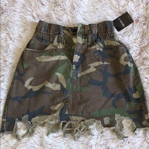 Forever 21 Distressed Camo Skirt